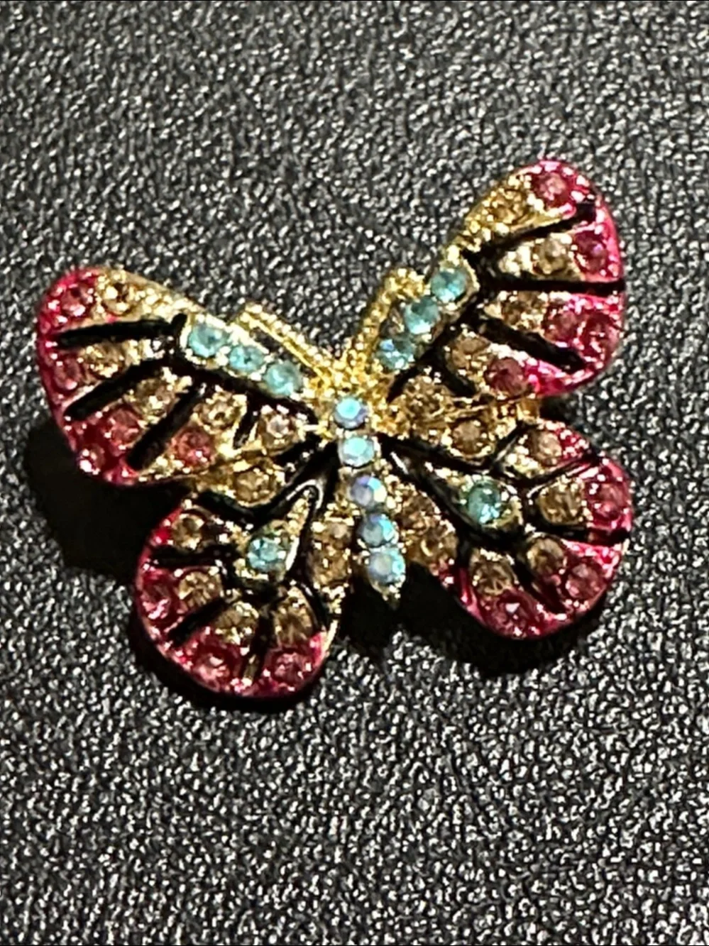Roman 2017 Bereavement 18k Gold Plate & Crystal Accent Butterfly Brooch